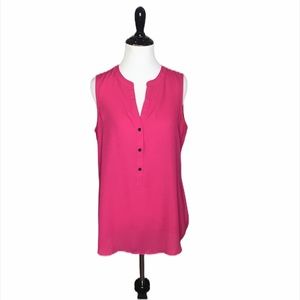 Adrianna-Papell Hot Pink Split Neck Blouse  Size Small